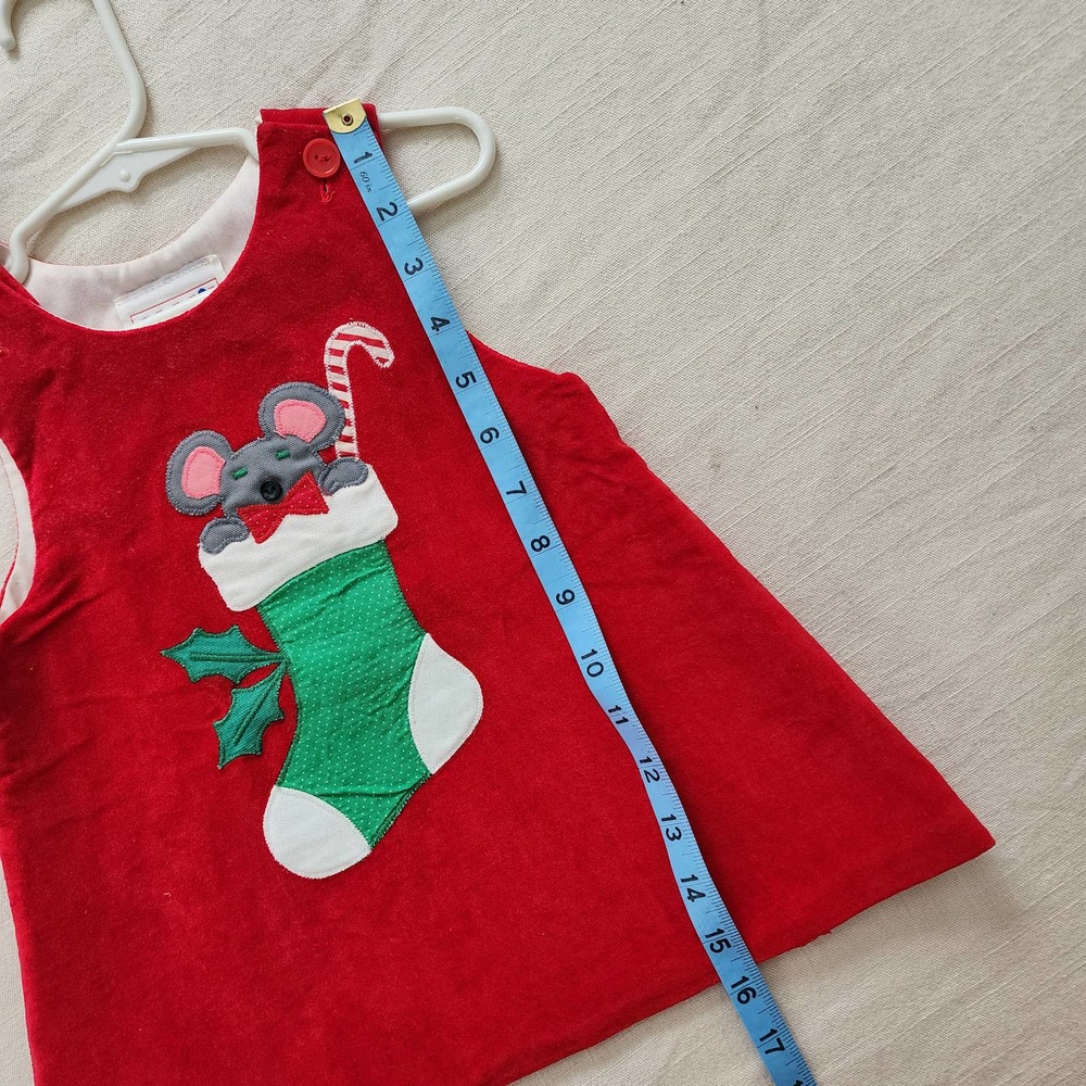 Vintage Christmas Stocking Mouse Dress 2t - Picture 3 of 7